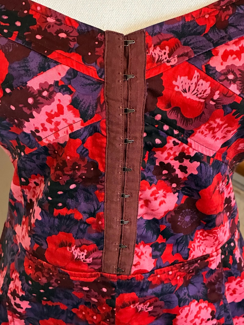 Free People Floral Hook-and-Eye Peplum Top in Red and Pink - Picture 8 of 16